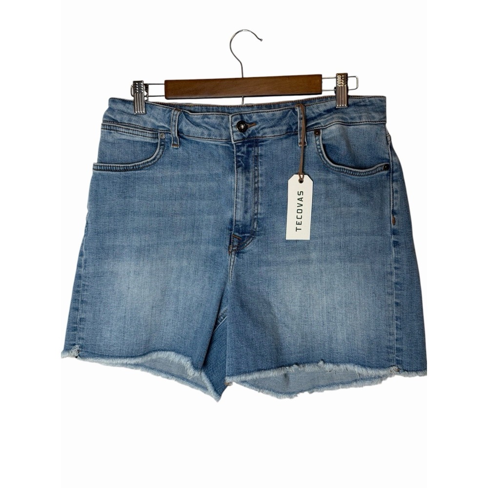 Tecovas Womens High Rise Raw Hem Denim Shorts Medium Wash Blue Size 31 New - Picture 4 of 9